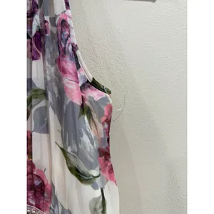 Floral High Low Halter Maxi Dress Rhinestone Waist Pink Purple Cream Sz 4 thumbnail 5