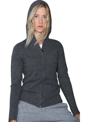 Citizen Cashmere Paris Zip Grey Hoodie Lounge Cozy Longsleeve Sweatshirt Size L thumbnail 1