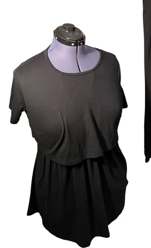 Ekouaer Women’s Sz Large Pajama Set Black Short Sleeve Crewneck Top Pull On Pant thumbnail 1