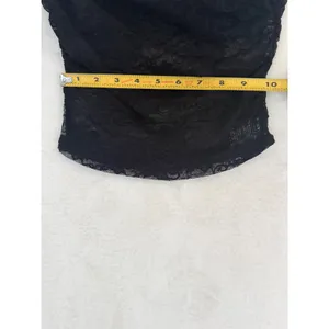 Black Sheer Floral Lace Tube Top Strapless Crop XS Floral Mesh Bralette Layering thumbnail 4