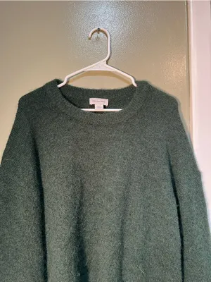 Calvin Klein‎ Jeans Women's Size XL Crewneck Sweater Oversized Dark Green Fuzzy thumbnail 2