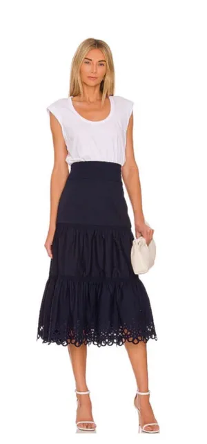 Women's Veronica Beard Amaia Midi Dress Size S Navy White thumbnail 1