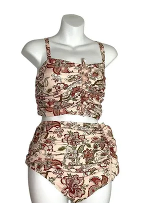Shein Ruffle Ruched Bikini Top High Waisted Bottom Set 3XL thumbnail 1