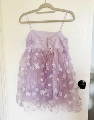 Altar'd State Aurora Purple 3D Floral Babydoll Mini Dress Embellished Lavender thumbnail 8