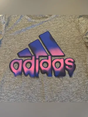 Women’s adidas Gray Short Sleeve Tee with Blue and Purple Gradient Logo Size S thumbnail 2