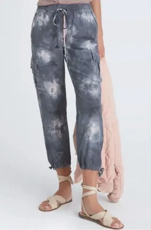 Sanctuary Anthropologie Carefree Cargo Jogger Pant Gray Tie Dye size Medium thumbnail 1