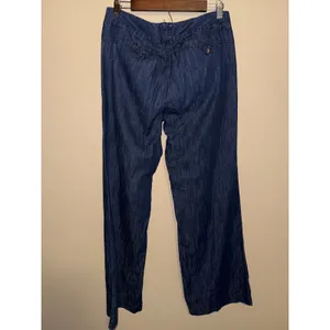 Michael Kors Women Indigo Blue Wide Leg Chambray Denim Trousers Pants Size 10 thumbnail 5