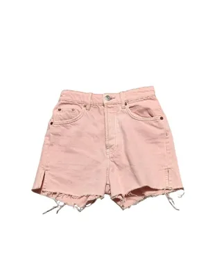 Zara Pink Button Fly Raw Hem Shorts Size 2 thumbnail 2