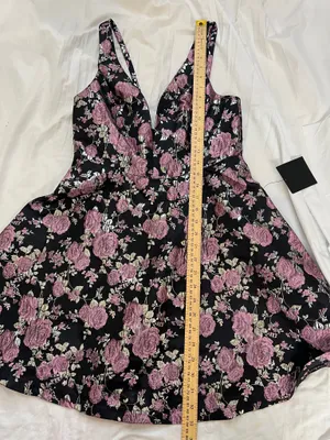 Lulus Beauty of Botany Black Floral Jacquard Skater Dress thumbnail 10