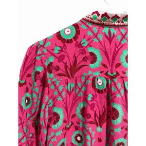 Celina‎ Moon Rose Abstract Block Print Long Sleeve Dress Women's Size Small thumbnail 8