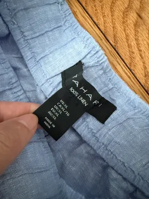 Tahari linen wide lounge elastic waist baby pullover XL Blue pants casual beachwear thumbnail 3