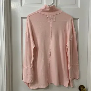 We The Free XS Oversized Comfy Minimalist Pink‎ Tunic Mock Neck Cotton Shirt Top thumbnail 2