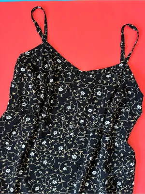 Express Vintage 90s Goth Black Floral Babydoll Slip Dress thumbnail 9