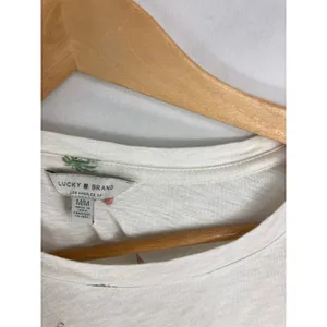 Lucky Brand Tropical Graphic Patterned White Tshirt Size Medium thumbnail 2