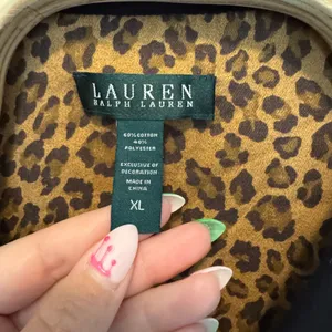 Lauren Ralph Lauren Sleep Shirt Dress XL Leopard Trim Crest Logo Old Money Mobb thumbnail 4
