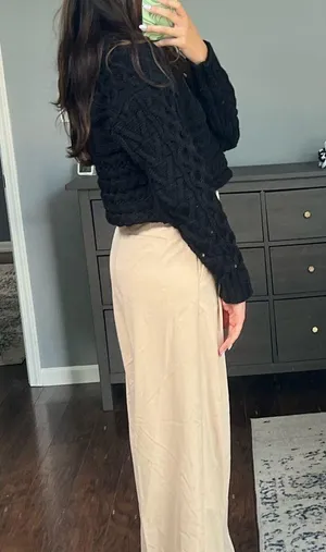 Cropped Cable Knit Turtleneck Black thumbnail 7