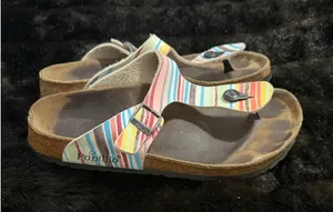 PAPILLIO by Birkenstock ‘Gizeh’ striped 40 9.5 Birko-Flor Thong Sandals Shoes thumbnail 1