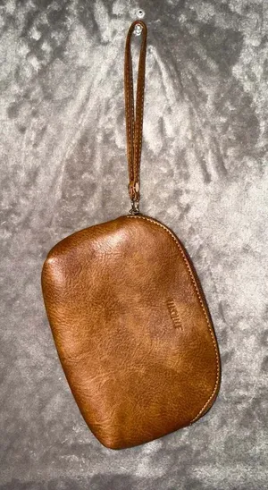 Hkcluf Brown Faux Leather Wristlet Pouch thumbnail 1