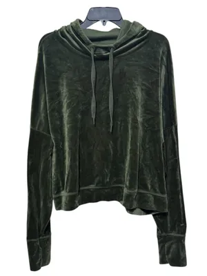 OFFLINE BY AERIE After Party Cowl Neck Velour Hoodie XXL 28” p2p Green $65 EUC thumbnail 2