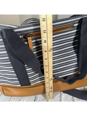 DSW Blue Cognac Weekender Duffel Travel Tote Bag Convertible Shoulder Carry thumbnail 13