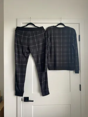 NWOT Honeydew Super Soft 2 Piece Pajama Set Black Plaid Long Sleeve Pant M thumbnail 7