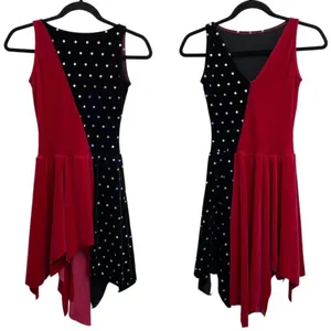 Vintage Y2K Star Styled Velvet Sequin Dance Costume Leotard Dress Adult S thumbnail 3