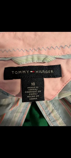 Tommy Hilfiger Women's Size 18 Blue Pink Striped Button Down Shirt Embroidered thumbnail 9