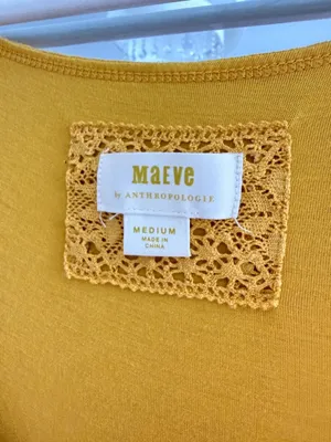 Anthropologie, Maeve, Gillian, Mustard, Tiered, Maxi Dress, Cotton, Puff Sleeve thumbnail 6