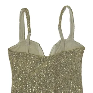 INTIMATELY FREE PEOPLE Sparks Fly Iridescent Gold Shimmery Sequin Bodysuit Sz M thumbnail 10