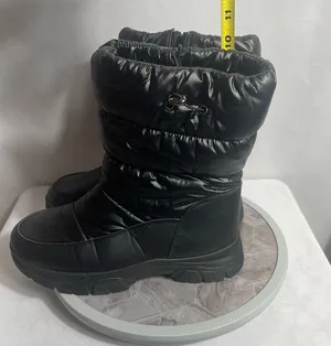 Women’s Black Fur-Lined Winter Snow Boots Size 8 EU39 PVC Sole Cozy Warm thumbnail 6