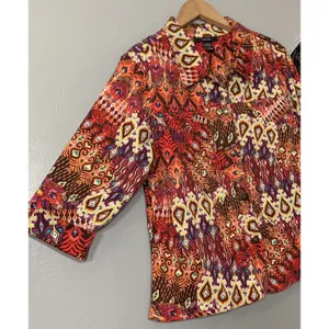 Kaktus Jacket Size Large Stretch Colorful 3/4 Sleeve Artsy Earthy Boho Tribal thumbnail 2