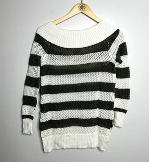 Aerie Green Striped Knit Sweater thumbnail 5