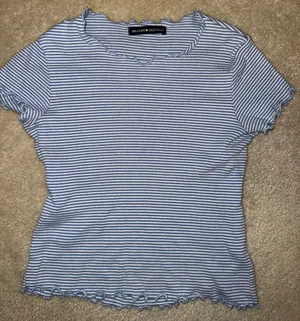 Brandy Melville Blue And White Striped Crop Top thumbnail 4