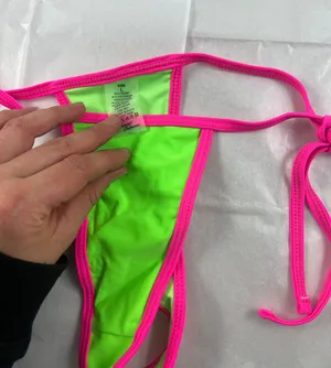 LG  Neon Green Pink String Triangle Bikini thumbnail 3