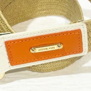 Michael Kors Women's White Orange Leather Straw Stretch Belt‎ D Ring Adjustable thumbnail 2