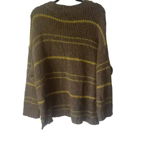 Aerie Womens Size Large Wool Mohair Blend Chunky Soft Knit Brown Striped Sweater thumbnail 5