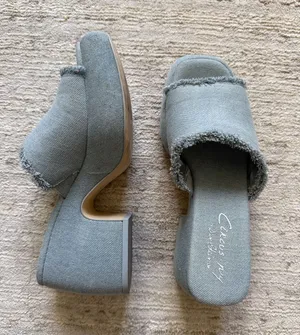 Baby Blue Frayed Slide Heels by Circus by Sam Edelman (Size 7) thumbnail 1
