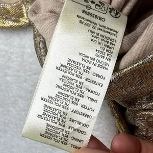 Anthropologie Gold Metallic Maxi Dress Sleeveless Ruched‎ Slit Cowl Neck S NEW thumbnail 9