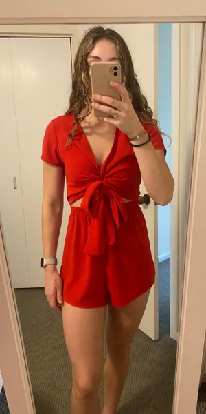 White Fox Red Tie Front Romper thumbnail 1