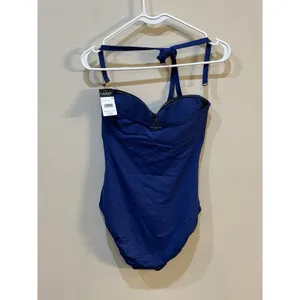 LAUREN RALPH LAUREN Swimsuit One Piece Twist Bandeau Underwire Size 8 Blue NWT thumbnail 2