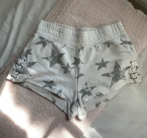 Aerie white with silver star comfy shorts thumbnail 1