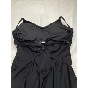 Cupshe Womens Black O-Ring Cutout One‎ Piece Swimsuit Ruched High Leg S NEW thumbnail 5