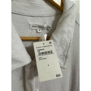 Good American Women's White Terry Mini Short-Sleeve Romper Size 4‎ GSW0230 NWT thumbnail 5