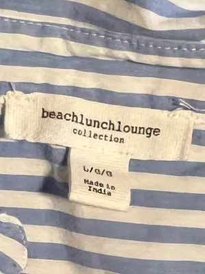 Womens large beachlunchlounge blue/white striped long sleeve tiered shirt dress. thumbnail 8