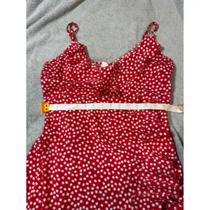 H&M Size Medium Red White Floral Wrap Mini Dress Lightweight Adjustable‎ Spring thumbnail 4