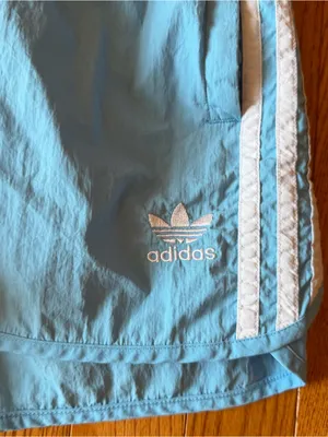 Adidas Originals 3-Stripes Nylon Track Shorts Sky Baby Blue Trefoil Extra Small thumbnail 3