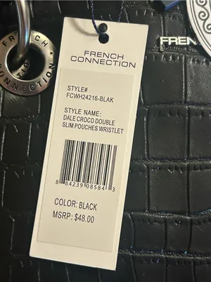 French Connection Black Croc-Embossed Slim double Wristlet with Ring Detail thumbnail 2