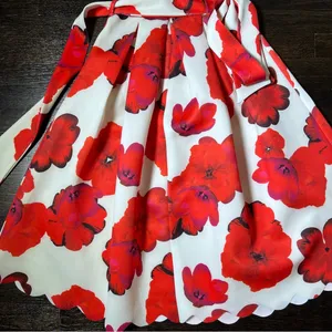 ASOS Design Scallop White and Red Poppy Floral Print Midi Skater Dress thumbnail 8
