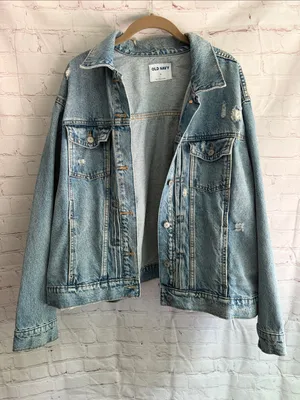 Old Navy Light Blue Distressed Denim Jacket - Woman’s Size XL thumbnail 1