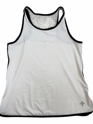 Tuckernuck White Racerback Tank with Black Trim thumbnail 1